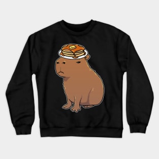 Capybara with Pancakes on its head Crewneck Sweatshirt